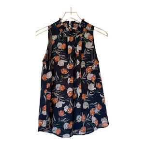 EUC Women's daniel rainn Sleeveless Top Size 8 Navy Floral